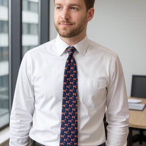 Rene Chagal Men's Red White & Blue Hand Made‎ American Art to Wear Suit Necktie